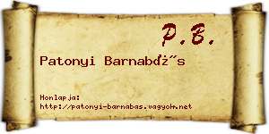 Patonyi Barnabás névjegykártya